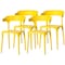 Fabulaxe Modern Plastic Outdoor Dining Chair with Open U Shaped Back, Yellow, PK 4 QI004228.YL.4 - alternate 1